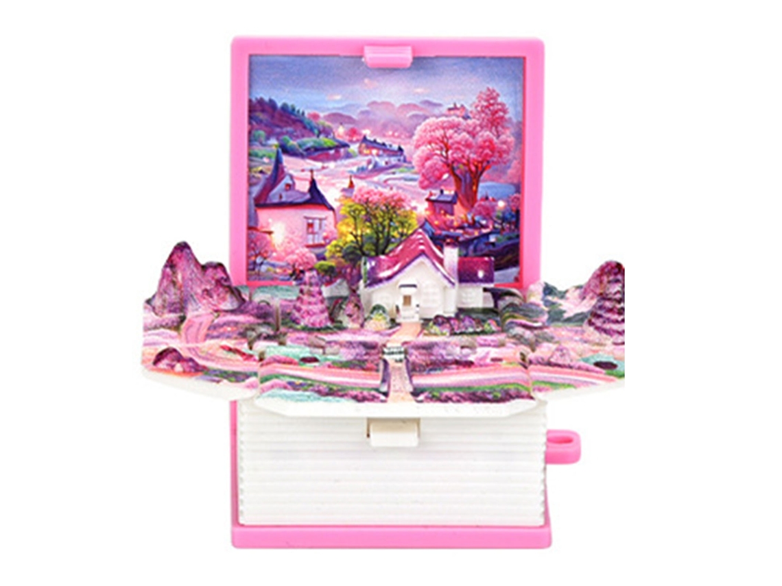 Primerox chaveiro Brinquedo Livro 3d Dobrável Cute Plástico Rosa Castelo Presente Infantil