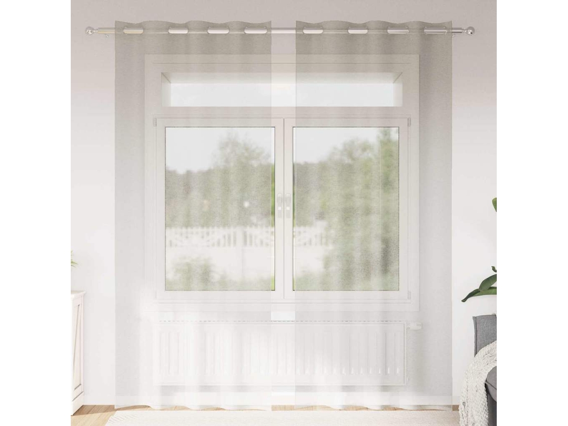 Vidaxl Cortina De Voile 2 Pcs Creme 260 X 140 Cm Poliéster