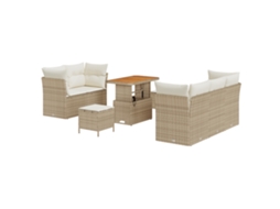 Conjunto 8 Conjunto De Sofá De Jardim Vidaxl Bege Vime Pe (90 X 55 X 71 Cm)