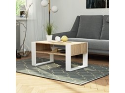 Mesa De Centro Domi Carvalho Sonoma/branco - Design Moderno E Funcional