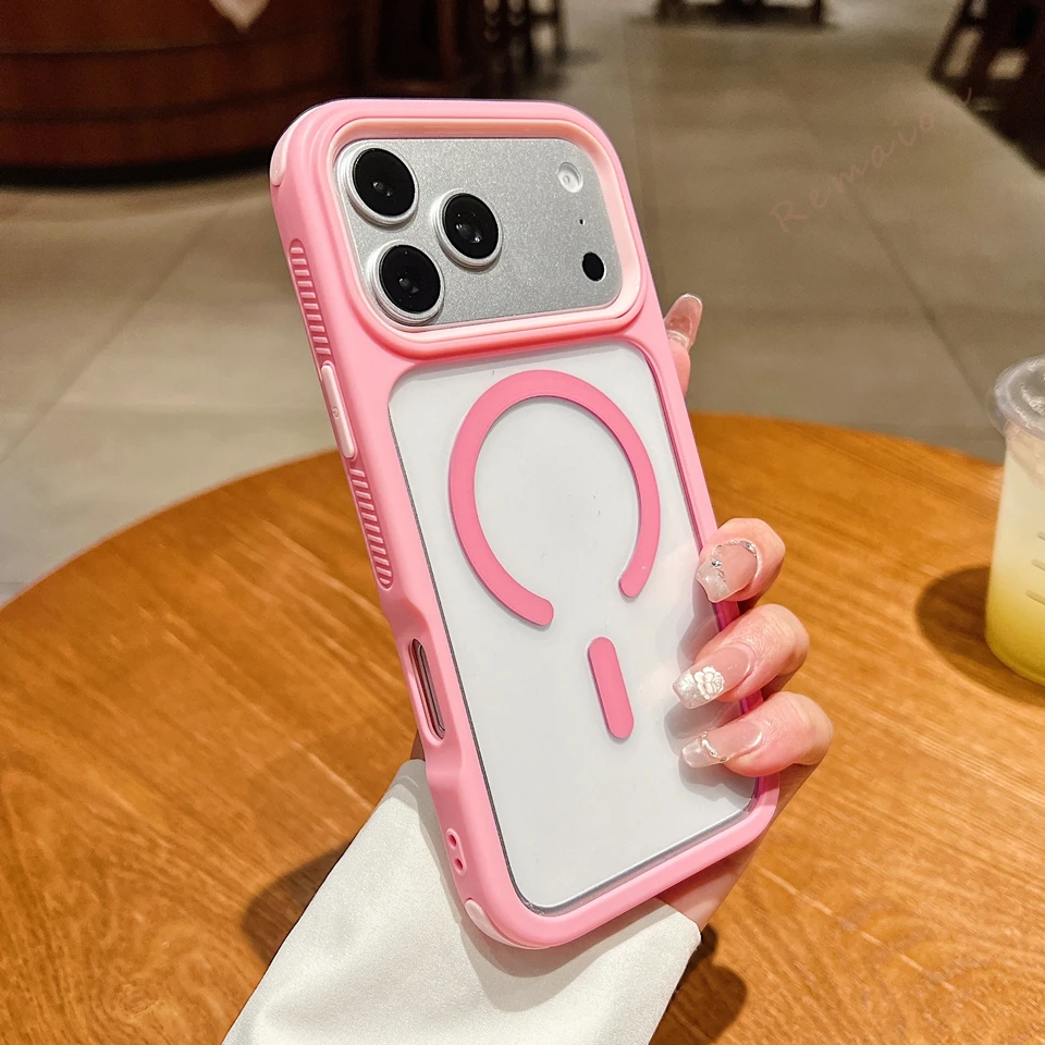 Capa Transparente Para Iphone 15 Pro (rosa), Compatível Com Carregamento Sem Fio E Resistente A Impactos.