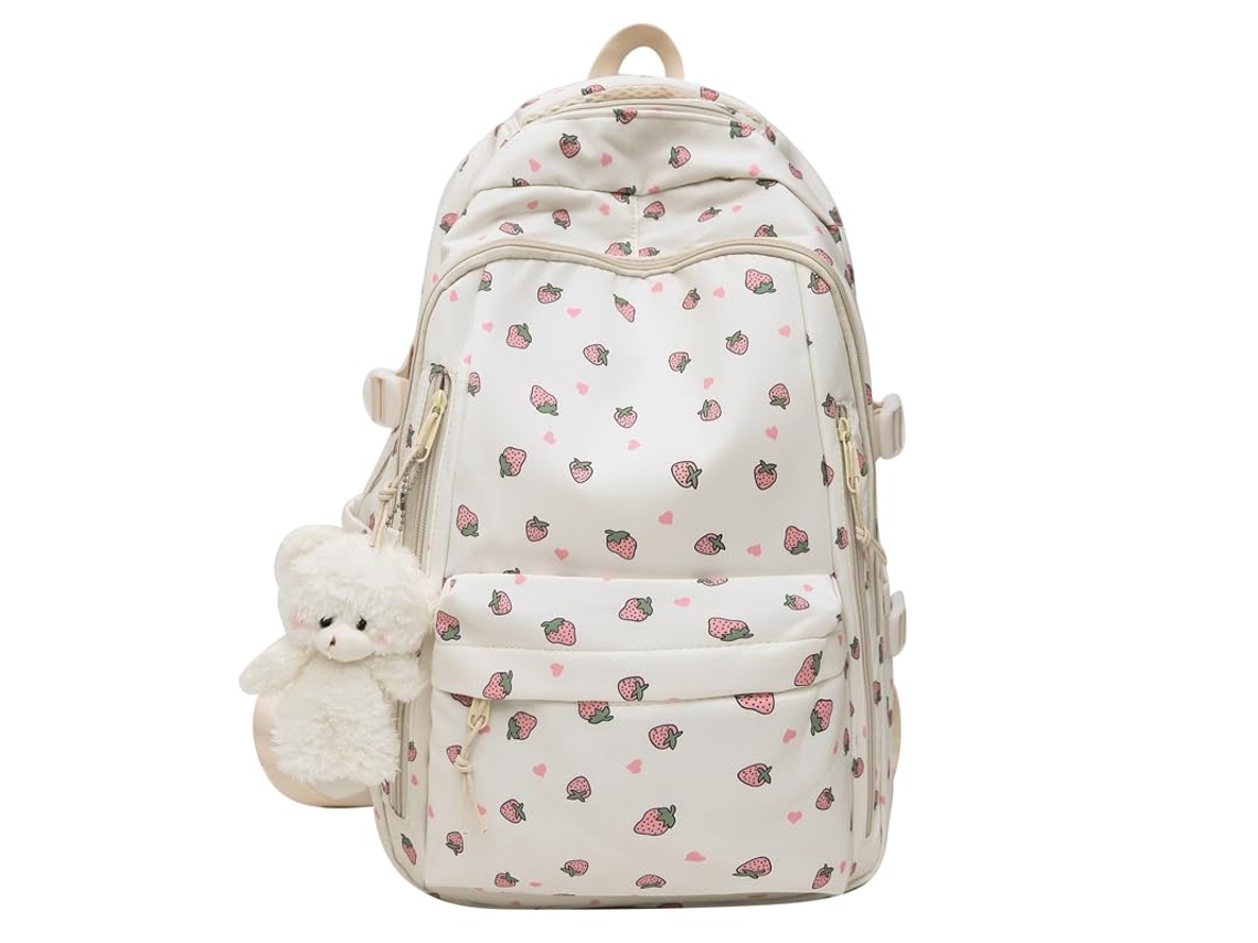 Mochila Feminina – Saco De Ombro – Mochila Escolar – 30 X 18 X 43 Cm – Nylon – Bege
