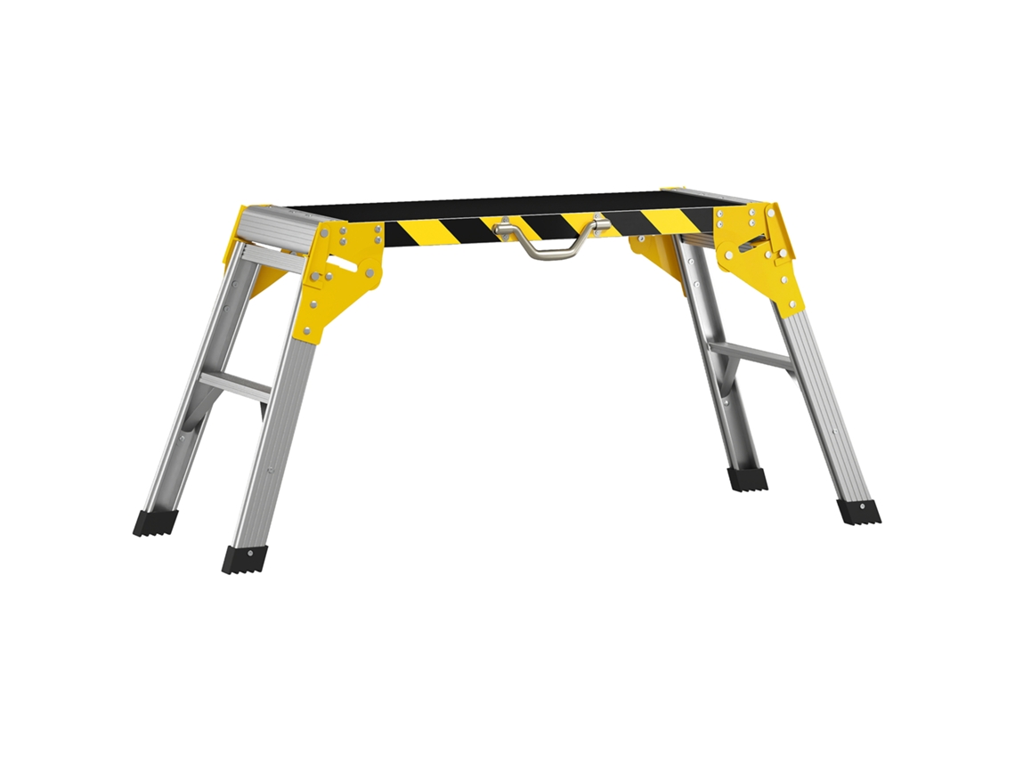 Banco De Trabalho Antiderrapante Suporte De Ferramentas Dobrável Em Alumínio Com Pega 150 Kg 110x32x50 Cm Preto