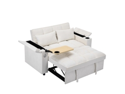 Sofá-cama 3 Em 1 De 14,5 X 74 X 82 Cm Com Encosto Ajustável, Porta Usb, Sofá-cama De 2 Lugares, Dobrável, Equipado Com Mesa Embutida E Porta-copos