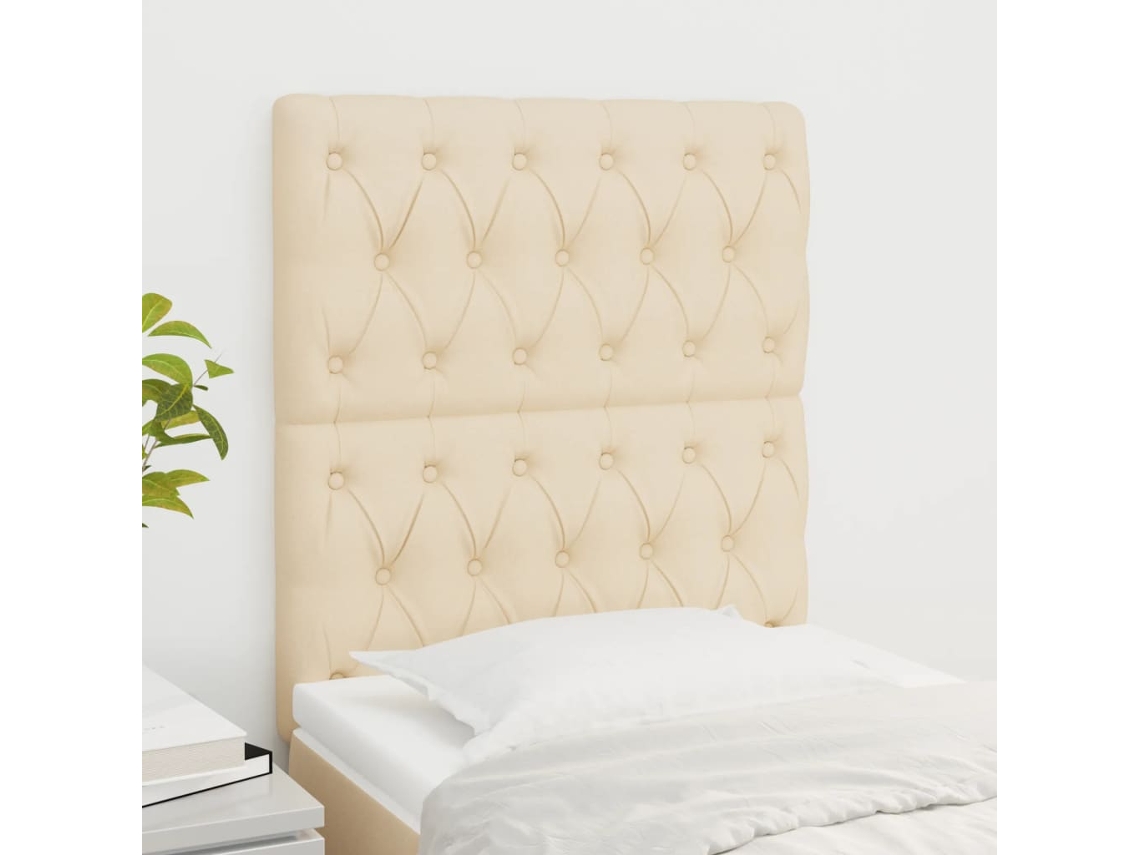 Vidaxl Cabeceira Creme 80x7x118/128 Cm Tecido
