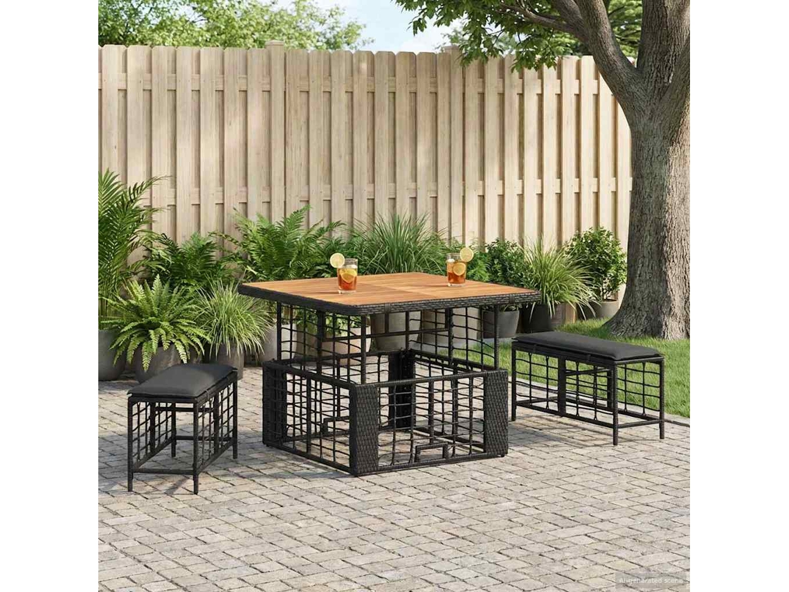 Vidaxl Conjunto De Jantar Para Jardim 3 Unid. Preto E Cinza