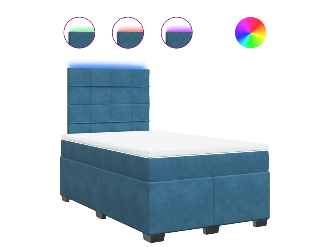 Box Spring Bed, Box Spring Beds Vidaxl Azul Veludo (120 X 190 Cm)