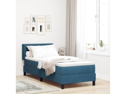 Vidaxl Cama Box Com Cabeceira Manual Azul Escuro 200 X 80 Cm Veludo