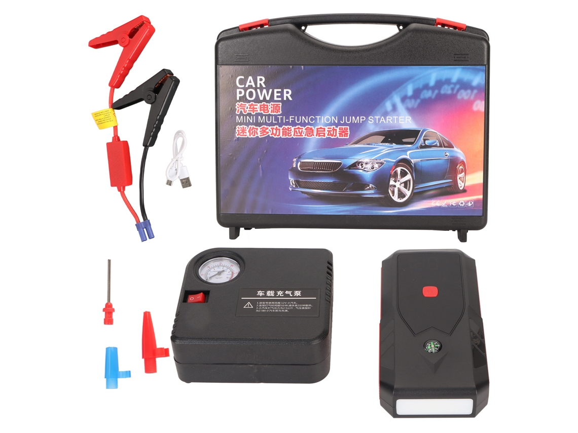 Iniciador De Emergência Veicular 1600a 12000mah Com Inflador
