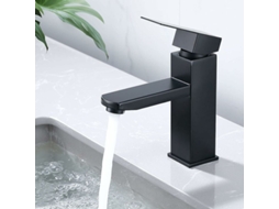 KOFIHETY Misturador De Banheiro Preto Para Lavatório Quadrado, Misturador De Água Quente E Fria, Torneira De Aço Inoxidável