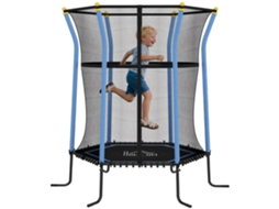 Cama Elástica Infantil Ø163,5 Cm Rede Segurança Acolchoada Aço Preta Azul 50 Kg