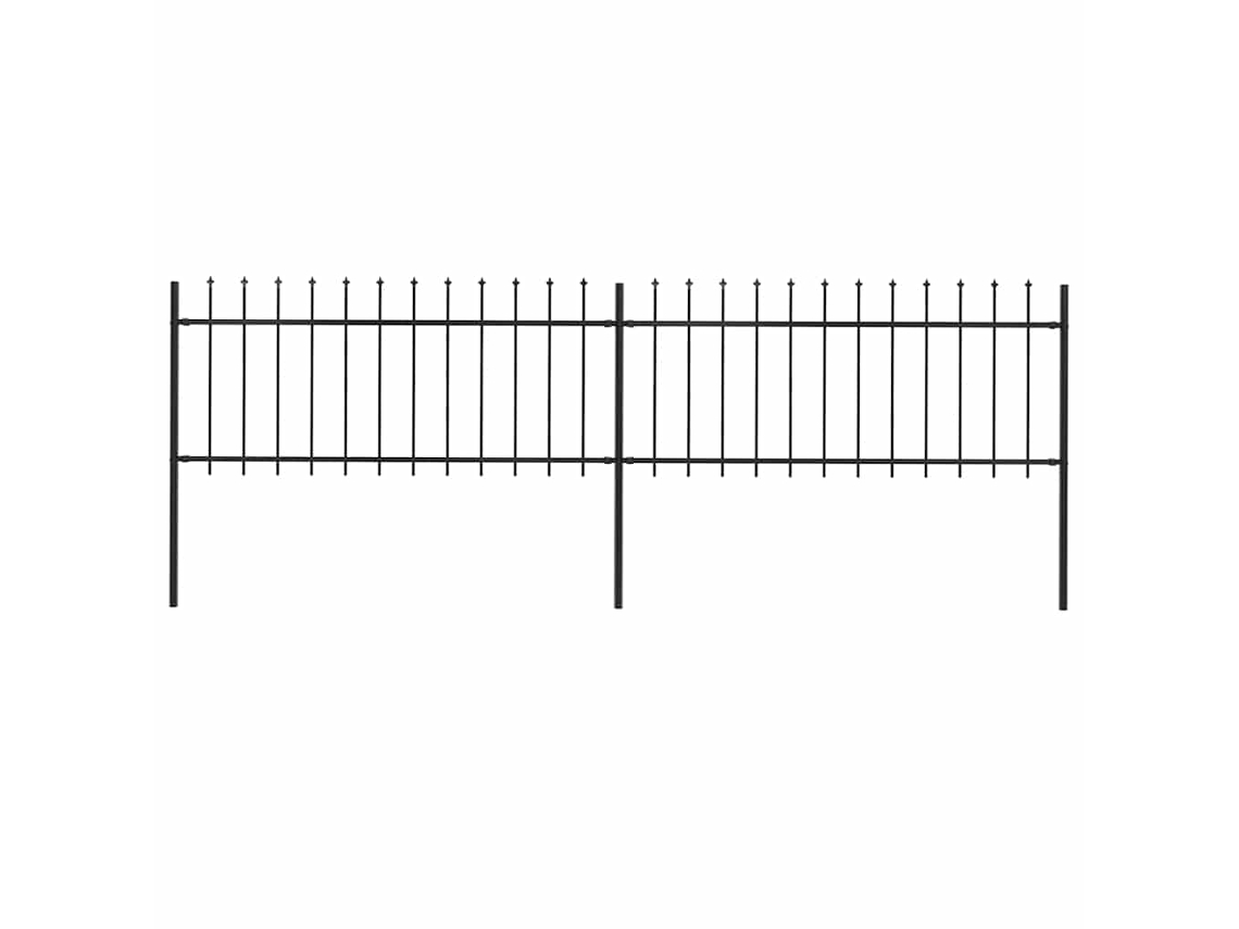 Vidaxl Cerca De Jardim Com Topo Em Forma De Lança Em Aço 359x80 Cm, Preta