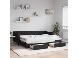 Vidaxl Sofá-cama Com Gavetão E Gavetas 80x200 Cm Tecido Preto
