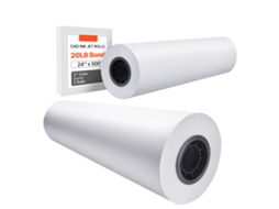 Papel de Formato 80 G/, Largura 609,6 Mm, Comprimento 152,4 M, 2 Rolos Bond Cad com Núcleo 76,2 para Plotter Desenhos Cad, Plantas Engenharia, Branco