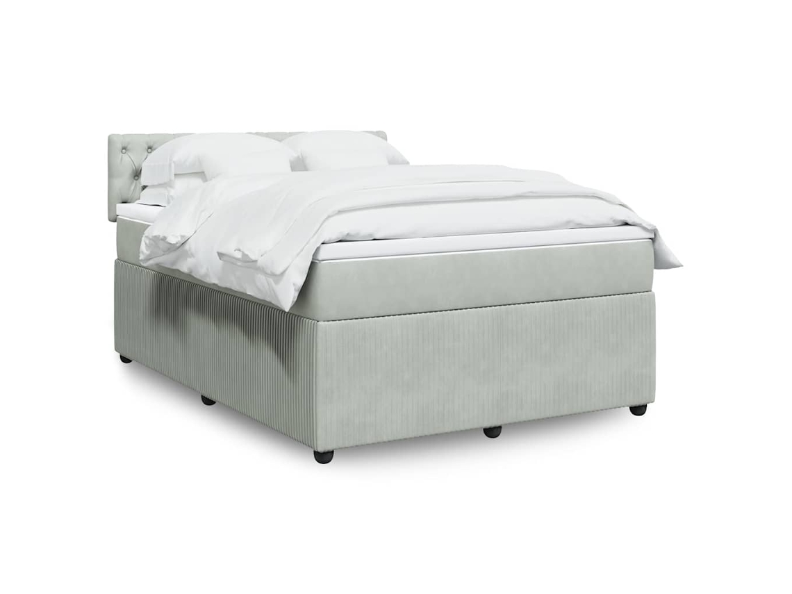 Vidaxl Cama Com Molas/colchão 140x190 Cm Veludo Cinzento-claro