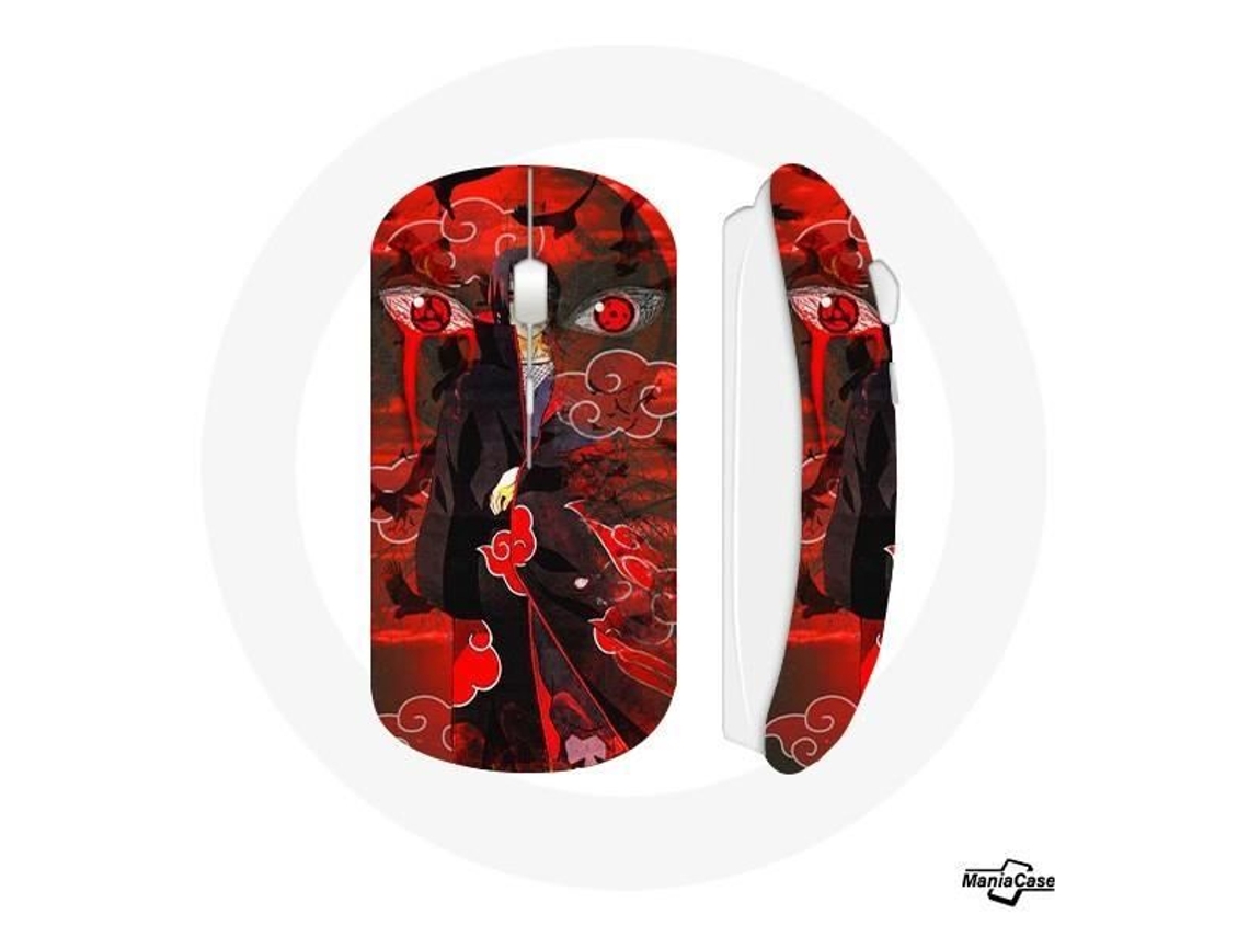 Mouse Sem Fio - Naruto - Itachi - Vermelho - Compatível Com Mac E Pc - Wi-fi