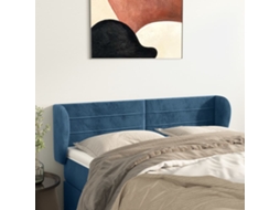 Cabecero con alas de terciopelo 147x23x78/88cm Azul Oscuro