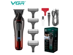Máquina de Cortar Cabelo Elétrica com Função de Raspar e Marcar, Recarregável, Visor Digital MDUG (vermelho)