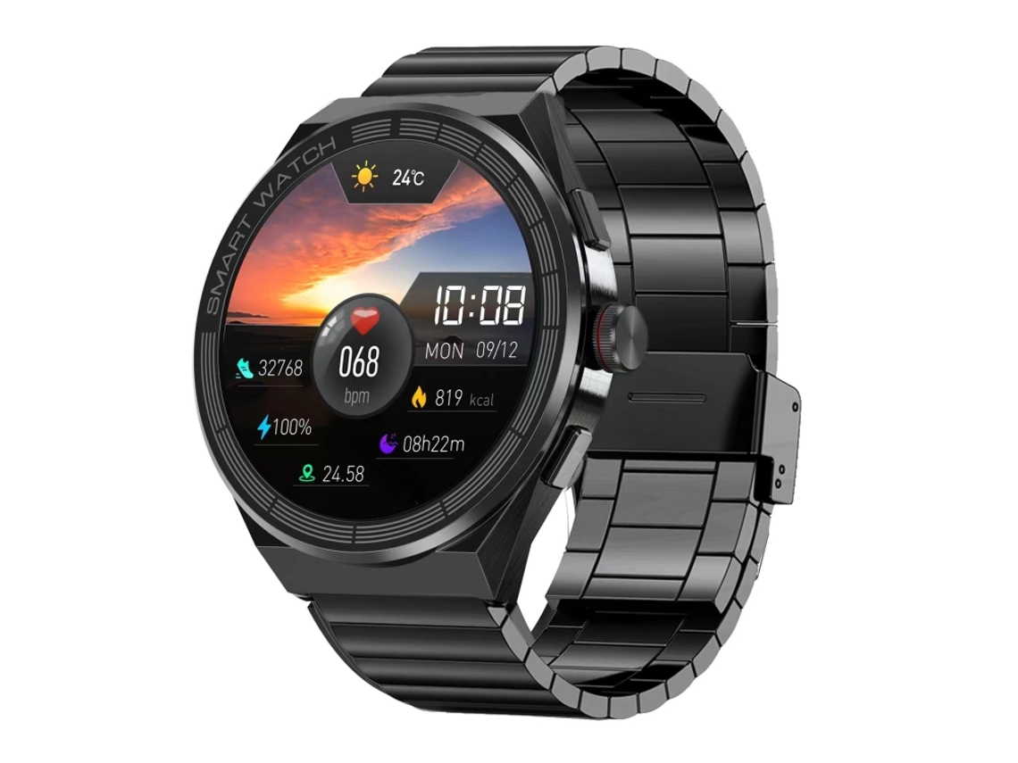 Relógio Inteligente Com Pulseira De Aço De 1,45 Polegadas, À Prova D'água Ip68, Chamadas Bluetooth/nfc (preto)