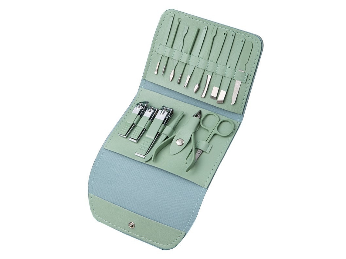 Lurelia Kit De Manicure E Pedicure 16 Peças, Em Aço Inoxidável, Portátil, Com Estojo, Para Cuidados Pessoais