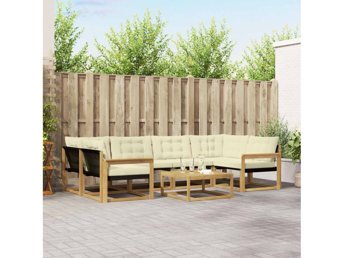 Vidaxl Conjunto De Sofás Para Exterior 7 Unid. Branco E Creme