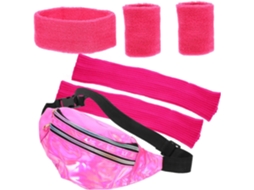 De Faixa De Cabelo E Polainas Estilo Anos 80 Com Leggings Neon Para Uso Feminino, Acessório Esportivo.