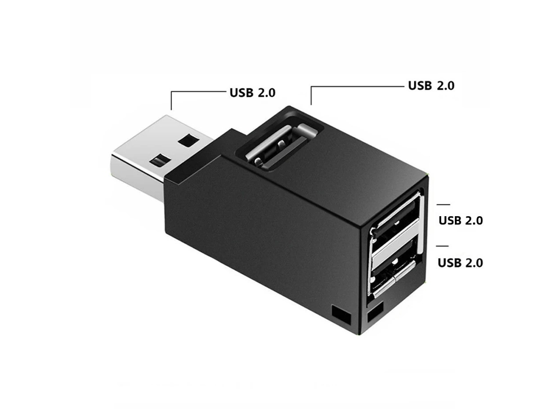 Hub Usb 3.0 Portátil (preto, Usb 2.0) Com 3 Portas