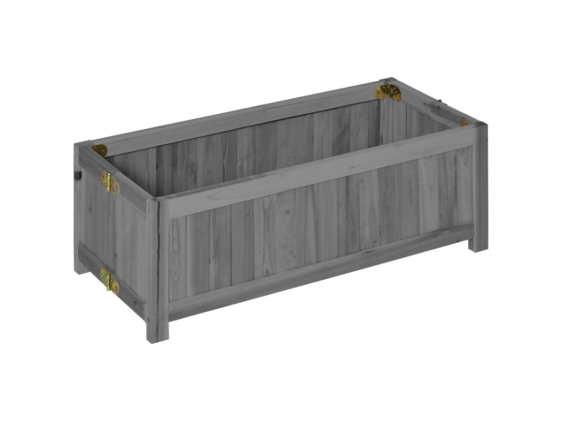 Floreira De Madeira Dobrável Elevada Para Cultivo De Vegetais E No Exterior Pátio Varanda Terraço 70x30x25 Cm Cinzento
