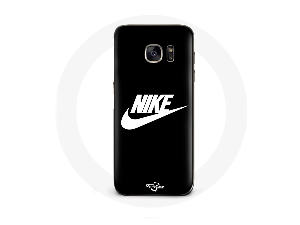 Capa para Samsung Galaxy S6 Nike logotipo Branco Fundo preto
