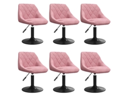 Vidaxl Cadeiras De Jantar Giratórias 6 Pcs Veludo Rosa