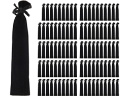 100 Estojos De Veludo Pretos Com Cordão Para Canetas Ideal Para Escola, Escritório E Presentes Cor Gokoco