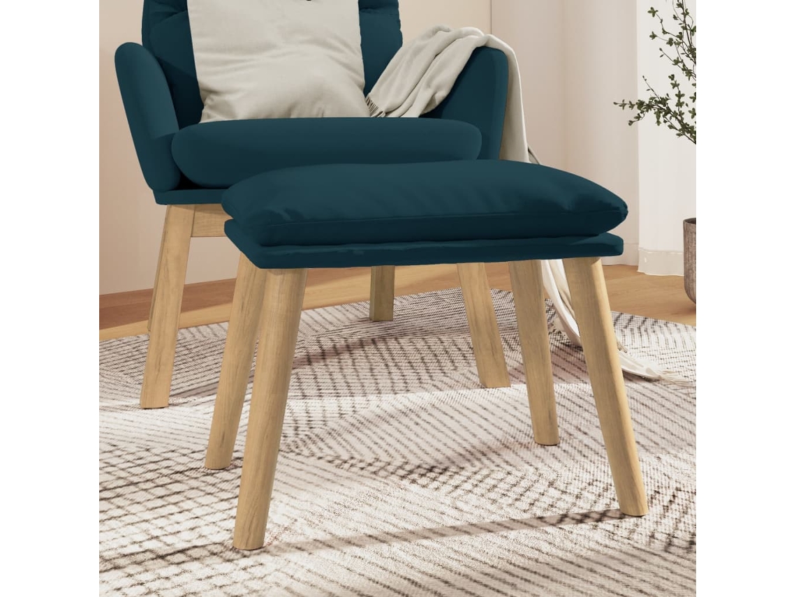 Vidaxl Apoio De Pés 45x29,5x35 Cm Veludo Azul