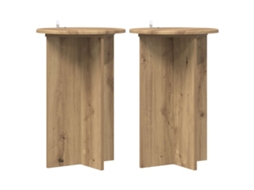 Conjunto 2 Suporte Moderno Para Plantas Vidaxl Castanho Derivados De Madeira (ø40 X 60 Cm)