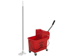 Balde para esfregão com espremedor, divisória e rodas, 20L, 45x26,5x70cm, vermelho, para limpeza doméstica BTFORUS