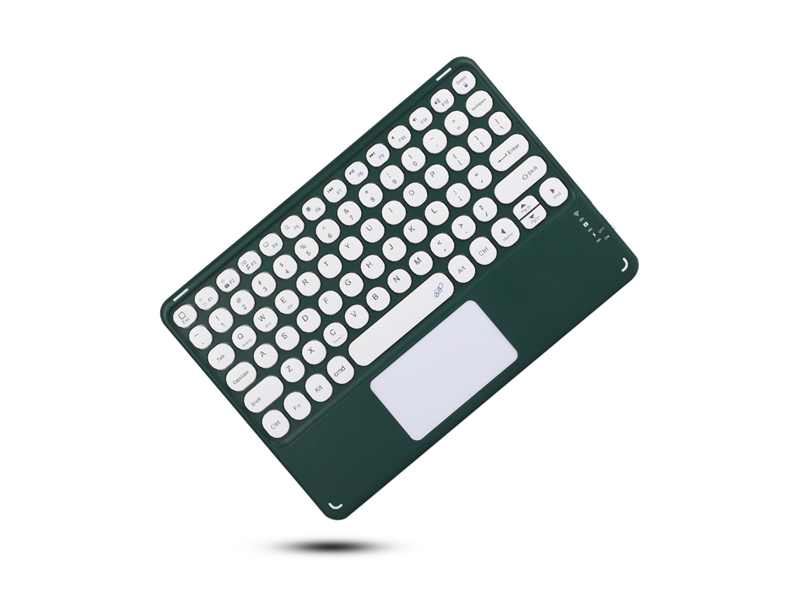 Teclado HEXINYIGJLY Bluetooth para iPad 10", Silencioso, Redondas, Touchpad, Desmontável, Verde escuro