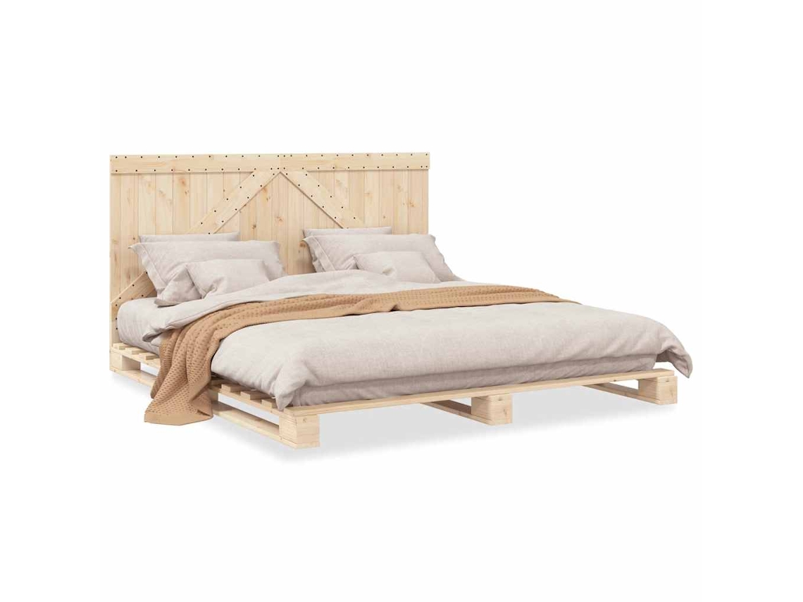 Bed Frame, Bed Frames Vidaxl Marrom Madeira De Pinho (200 X 200 Cm)