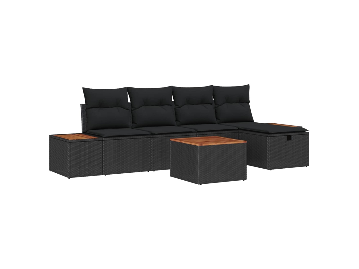 Maison Exclusive - Conjunto De Sofá De Jardim 6 Pcs Preto Rattan Sintético