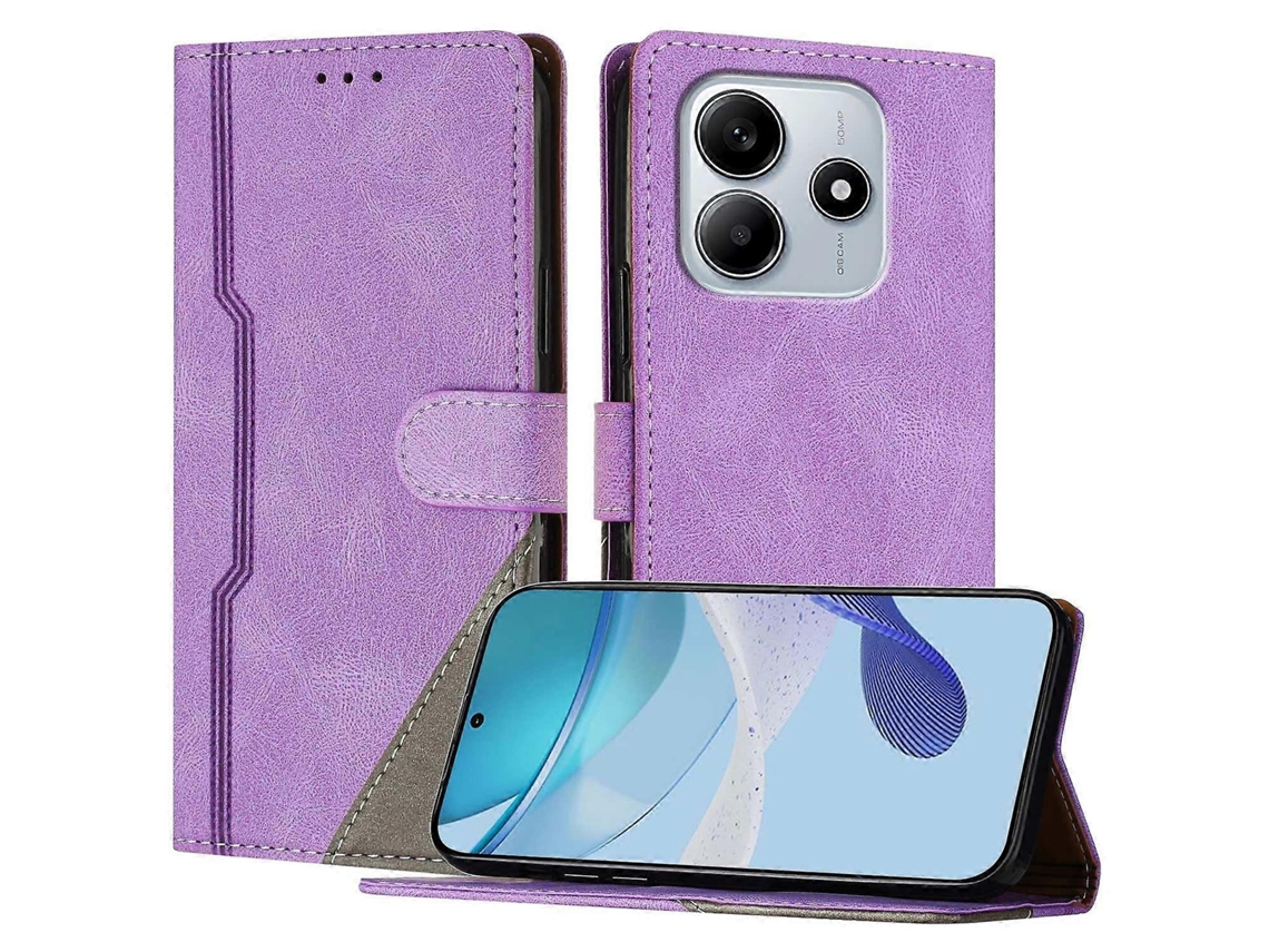 Capa De Couro Com Estampa Triangular E Suporte Tipo Carteira Para Xiaomi Redmi Note 14 5g, À Prova De Choque