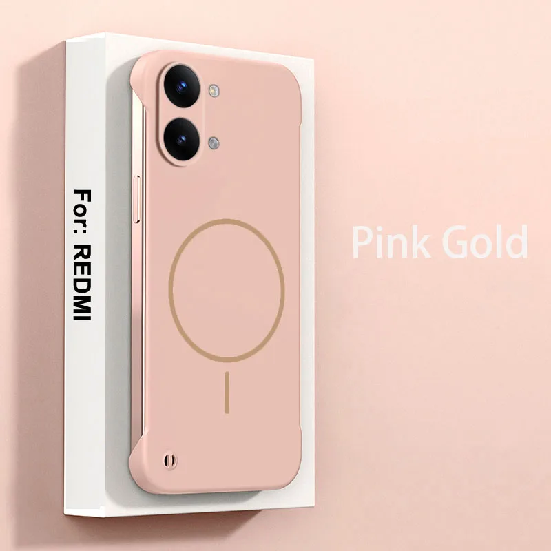 Capa Rígida Para Celular Com Carregamento Sem Fio Magnético (rosa E Dourado) Para Poco X8 Pro