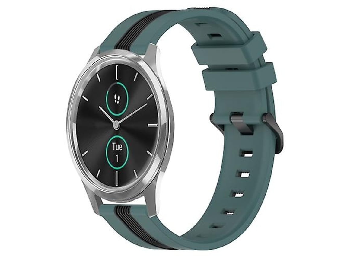 Lurelia Pulseira De Silicone Bicolor Vertical Garmin Garminmove Luxe 20 Mm, Verde E Preta