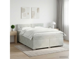 Vidaxl Cama Box Spring Com Colchão Cinzento-claro 160 X 200 Cm Veludo