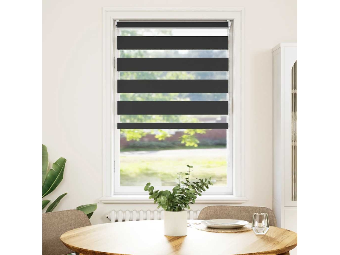 Vidaxl Cortina Zebra 50,9x100 Cm, Largura Do Tecido 46,7 Cm, Preta