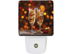 Luminária de parede com plugue, luminária de Natal com sensor crepuscular, luz LED branca, lâmpada baixa
