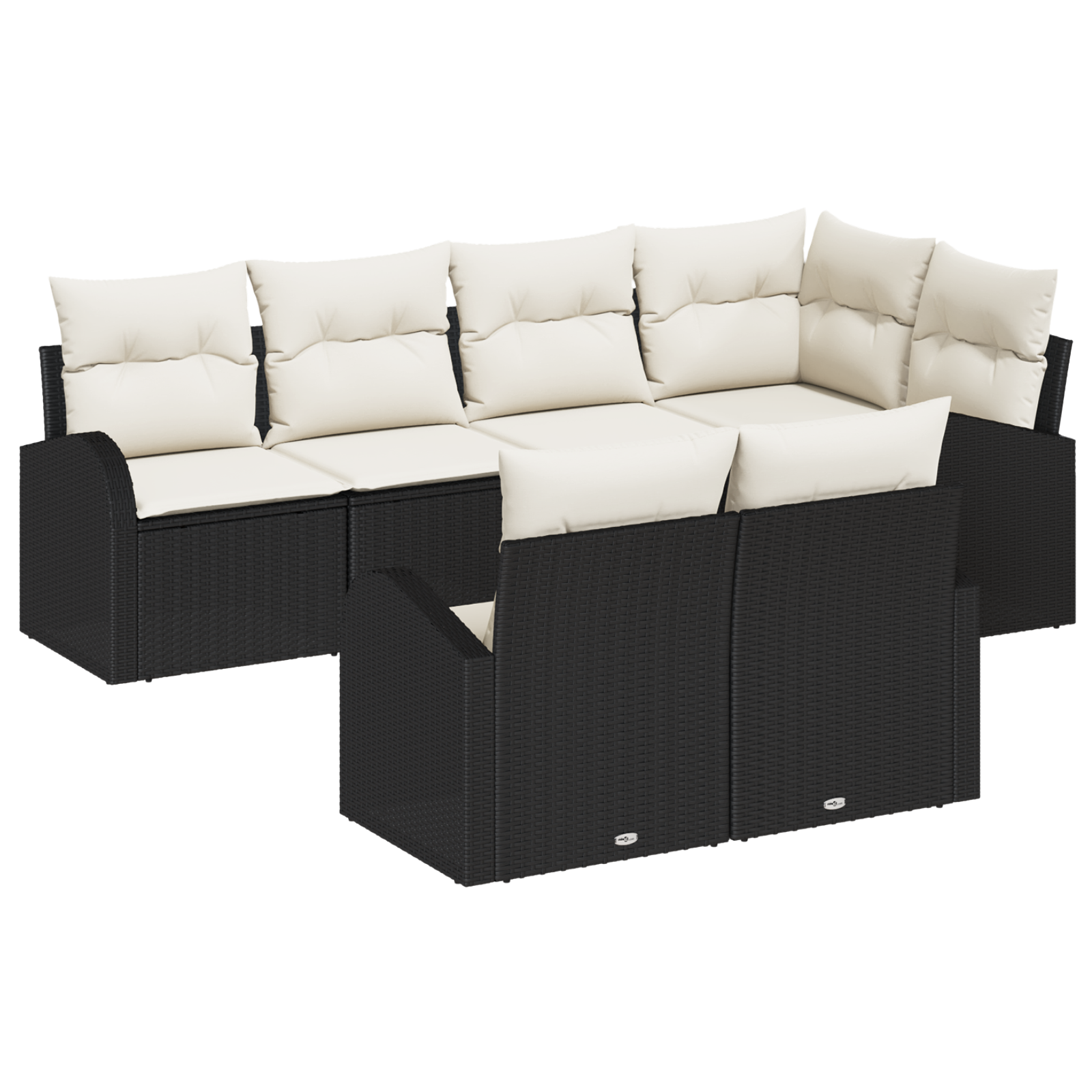 Conjunto 7 Conjunto De Lounge De Jardim Vidaxl Preto Vime Pe (234 X 124 X 85 Cm)