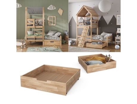 Cama Com Gaveta Armazenamento Vitalispa Teddy Tom Natural 92 X 21 Cm