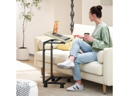 Mesa Lateral C Ajustável Com Rodinhas Para Sofá Ou Laptop,ideal Para Espaços Pequenos,55x36x62,5 82,5cm,cor Branca Mega Echo Trade Shop