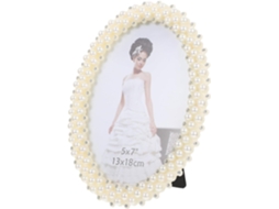 Porta Retratos 18x13 Branco Suporte Decorativo Cravejado Pérolas Ideal Escritório Perfeito Lembrancinha GOKOCO