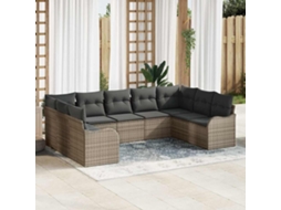 Vidaxl Conjunto De Sofá De Jardim 9 Unid. Cinzeto Vime Pe