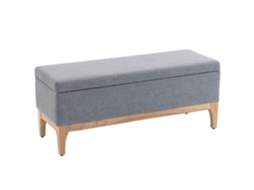 Baú CHEZMOI de estilo escandinavo com tampa removível, tecido de linho, 110x39x45 cm, cinza