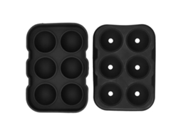 Molde de Gelo de Silicone Preto 6 Cavidades para Cubos e Bolas de Gelo para Bar e Festas | S/MARCA